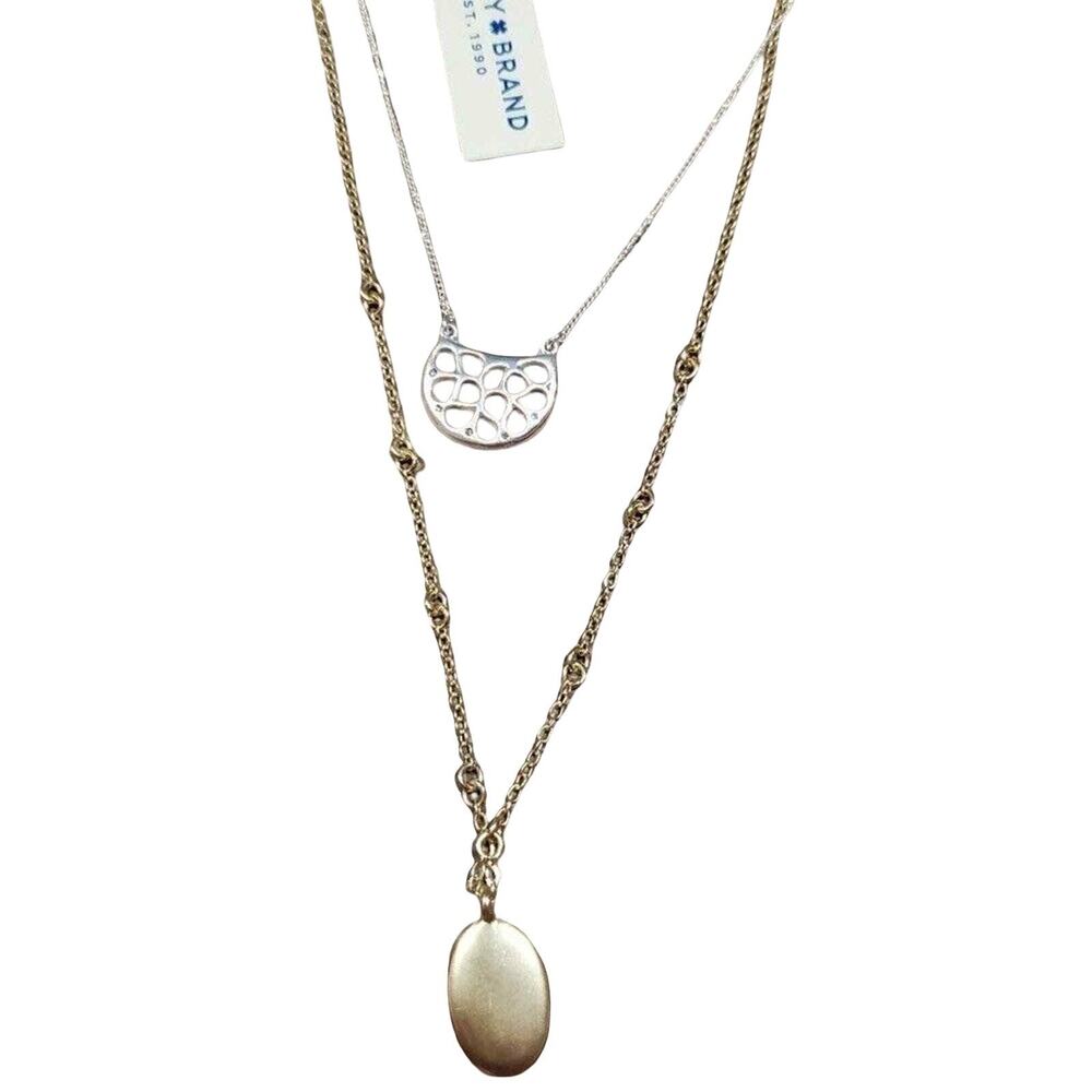 Lucky Brand Womens Layered Necklace Set Gold Silver Tone Mixed Metal NWT